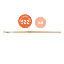 Milan 522 Pack de 6 Pinceles Planos para Oleo Numero 6 - Bolsa con Colgador - Cerda Natural - Color Madera Claro