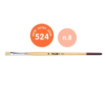 Milan 524 Pack de 12 Pinceles Plano - Numero 6 - Bolsa con Colgador - Cerda Natural - Mango Corto - Color Madera Claro