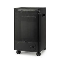 Orbegozo HBF 50 Estufa a Gas Compacta de Llama Azul - Potencia Calorifica de 2000W - Triple Sistema de Seguridad - Clase Energetica B - Ruedas y Asas de Transporte - Gas Butano/Propano - 35x60x32cm - Color negro