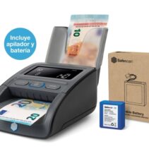 Safescan 155-S Pack de Detector Automatico de Billetes Falsos - Bateria y Apilador Incluidos - Verifica