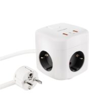 Nanocable Base de 3 Enchufes Schuko + 2x USB-A y 1x USB-C con Interruptor - Tecnologia GaN
