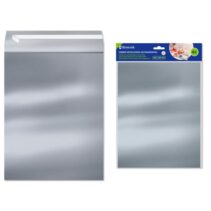 Bismark Pack de 4 Sobres Metalizados - Medidas 324x254mm - Cierre Autoadhesivo - Ideal para Regalos - Color Plata