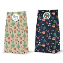 Bismark Pack de 3 Sobres Papel Kraft 60grs con 3 Pegatinas para Cierre - Medidas 20x42x8cm - Ideal para Regalos - 2 Diseños Navideños Aleatorios
