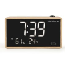 Thomson Radio Reloj Despertador con Proyeccion - Doble Alarma - Angulo Proyeccion Ajustable - Atenuador de Luz - Color Negro