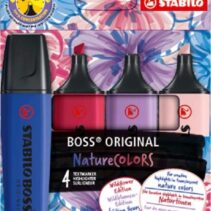 Stabilo Boss Naturecolors Wildflower Edition Pack de 4 Marcadores - Trazo entre 2 y 5mm - Tinta con Base de Agua - Colores Azul Marino