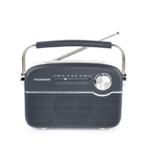 Thomson Radio Solar Portatil Retro RTS450BT - FM - Carga por Energia Solar o USB-C - Antena Telescopica - Bluetooth - Color Negro