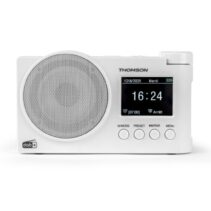 Thomson Radio FM DAB+ con Altavoz Bluetooth - 30 Memorias DAB+ y 30 Memorias FM - Actualizacion Automatica de Emisoras - Pantalla LED Retroilumiada - Color Blanco