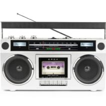 Bigben Blaster Radio Cassette Portatil Retro - Radio FM - Potencia Musical 15W - Bluetooth - Alimentacion de Corriente y Pilas