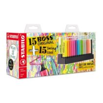 Stabilo Pack de Set de Mesa con 15 Marcadores Stabilo Boss y 15 Marcadores Swing Cool - Tinta con Base de Agua - Colores Surtidos