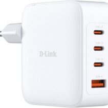 D-Link Cargador de Pared GaN de 100W - 3 USB-C y 1 USB-A - Color Blanco