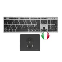 Tacens Zenith Combo Pack Inalabrico de Teclado Completo + Raton y Alfombrilla - Disposicion Italiana QWERTY IT - Teclas Silenciosas de Perfil Bajo - Sensor de 3200dpi - Conexion Dual Link 2.4GHz - Switches HUANO - Color Negro