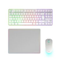 Mars Gaming MCPWTKL Combo Pack Gaming 3en1 - Teclado Hibrido H-Mech Formato TKL - Disposicion QWERTY ES - Raton 3200dpi - Switches HUANO - Color Blanco