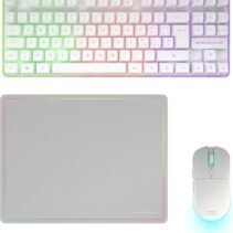 Mars Gaming MCPWTKL Combo Pack Gaming 3en1 - Teclado Hibrido H-Mech Formato TKL - Disposicion Italiana QWERTY IT - Raton 3200dpi - Switches HUANO - Color Blanco