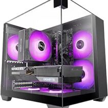 Mars Gaming MC-VISIONM Minitorre Ultracompacta - Soporte para Refrigeracion Liquida hasta 240mm - Triple Cristal Templado - Soporte MicroATX/Mini-ITX - 5 Ranuras de Expansion - 350x277x329mm - Color Negro