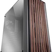 Mars Gaming MC-WOODC Caja Torre ATX - Ventilador FDB de 120mm - Panel de Cristal Cromado - Soporta Refrigeracion Liquida hasta 360mm - 7 Ranuras de Expansion - Acabado en Madera - Color Negro