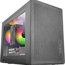 Mars Gaming MC-XPS Minitorre Ultracompacta - Ventilador de 120mm FRGB Trasero - Soporte MicroATX/Mini-ITX - Rejilla de Refrigeracion - Ventana Lateral de Cristal Templado - 392x196x289mm - Color Negro
