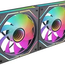 Mars Gaming MF-3DPROX2R Pack de 2 Ventiladores de 120mm - Iluminacion ARGB Infinity Mirror 360º - Silencioso 12dB - Control PWM - Color Negro