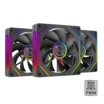 Mars Gaming MF-LINKFINITYKIT2R Pack de 3 Ventiladores de 120mm - Iluminacion ARGB Infinity Mirror - Silencioso 12dB - Modular Linkfinity Magnetico - Color Negro