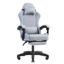 Mars Gaming MGC-X FABRIC Silla Gaming Ergonomica - Reposapies Extensible - Cojines Lumbar y Cervical - 660x540x1250mm - Tejido Transpirable - Color Gris y Azul