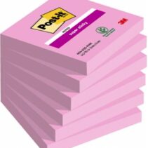 Post-It Pack de 6 Blocs de 100 Notas Adhesivas Reposicionables - Forma Cuadrada - 76x76mm - Color Rosa