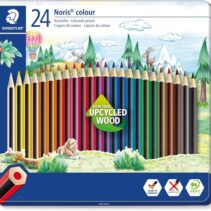 Staedtler Noris Colour 185 Caja Metalica con 24 Lapices Hexagonales de Colores - Fabricados en Wopex - Muy Resistentes - Madera de Fuentes Sostenibles - Colores Surtidos