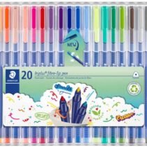 Staedtler Triplus Color 323 Pack con 20 Rotuladores - Trazo de 1mm aprox. - Tinta Base de Agua - 97% de Plastico Reciclado - Colores Surtidos