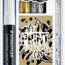 Staedtler Lumocolor 349 Pack con 4 Marcadores Acrilicos Permanentes - Trazo 2.4 mm aprox. - Tinta Base de Agua - Colores Surtidos