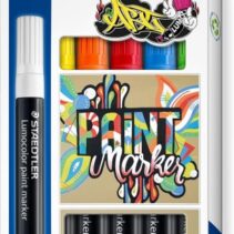 Staedtler Lumocolor 349 Pack con 6 Marcadores Acrilicos Permanentes - Trazo 2.4 mm aprox. - Tinta Base de Agua - Colores Surtidos