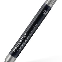 Staedtler Lumocolor 349 Marcador Acrilico Permanente - Trazo 2.4 mm Aprox - Tinta Base de Agua - Color Plata