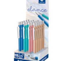 Staedtler Elance Expositor con 20 Boligrafos Retractiles - Tinta Azul - Ancho de Linea M - Colores Surtidos