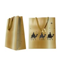 Bismark Bolsa de Papel Reyes Magos - Medidas 24x32x10cm - Tarjeta Colgante - Color Oro