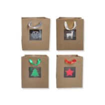 Bismark Bolsa de Papel Kraft Navidad Grande con Ventana - Medidas 23x33x10cm - 4 Diseños Diferentes