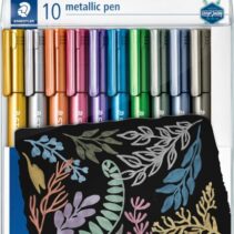Staedtler Metallic Pen Pack de 10 Rotuladores de Punta Fina - Trazo 1 - 2mm Aprox - Tinta Base de Agua - Colores Surtidos