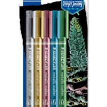 Staedtler Metallic Pen Pack de 5 Rotuladores de Punta Fina - Trazo 1 - 2mm - Tinta Base de Agua - Colores Surtidos
