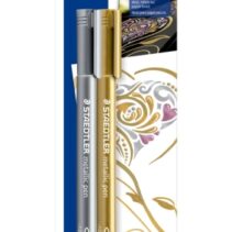 Staedtler Metallic Pen Pack de 2 Rotuladores de Punta Fina - Trazo 1 - 2mm - Tinta Base de Agua - Colores Oro y Plata