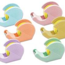 Bismark Pack de Portarrollos con 2 Cintas Adhesivas 19mmx33m - Cuerpo de Plastico - Ideal para Uso Escolar - Colores Pastel Aleatorios
