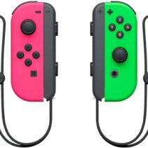 Nintendo Set de 2 Mandos Joy-Con Izquierdo/Derecho para Nintendo Switch - Autonomia hasta 20h - Vibracion HD - Sensor de Movimiento y Acelerometro - Boton de Captura - Sensor NFC para Amiibo - Camara Infrarroja - Color Rosa y Verde Neon