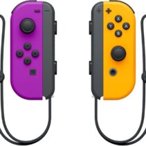 Nintendo Set de 2 Mandos Joy-Con Izquierdo/Derecho para Nintendo Switch - Autonomia hasta 20h - Vibracion HD - Sensor de Movimiento y Acelerometro - Boton de Captura - Sensor NFC para Amiibo - Camara Infrarroja - Color Morado y Naranja Neon