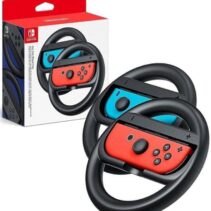 Nintendo Pack de 2 Volantes para Joy-Con - Mejor Agarre - Inmersion en Juegos de Carreras - No Incluye Mandos - Color Rojo y Azul