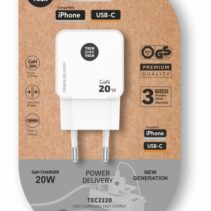 TechOneTech Cargador de Pared Ultrarrápido GaN 20w USB-C Blanco