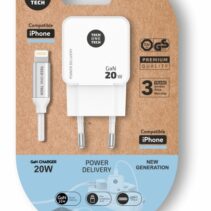 TechOneTech Cargador de Pared Ultrarrápido GaN 20w Blanco + Cable Apple