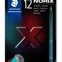 Staedtler Norix 186 Pack de 12 Lapices de Colores HB - Madera Negra - Mina de Grafito - Diseño Inteligente - Para Escribir