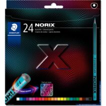 Staedtler Norix 186 Pack de 24 Lapices de Colores HB - Madera Negra - Mina de Grafito - Diseño Inteligente - Para Escribir