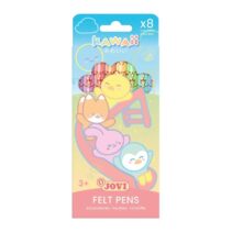 Jovi Kawaii Felt Pens Pack con 8 Rotuladores Punta Media de 3mm - Capuchon de Seguridad Ventilado - Grip Triangular Ergonomico - Colores Surtidos
