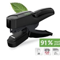 Novus B 36FC re+new Grapadora de Tenaza - Hasta 20 Hojas - Fabricada con un 91% de Plastico Reciclado - Grapado Cerrado Plano - Color Negro