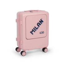 Milan Coleccion 430 Maleta de Cabina Rigida - 4 Ruedas Dobles 360º - Cierre con Combinacion de 3 Digitos - Apertura Independiente del Compartimento Principal y el Frontal - Medidas 55x40x23cm - Color Rosa