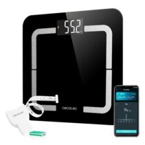 Cecotec Surface Precision Smart Healthy Bascula Corporal hasta 180kg - 4 Sensores - 10 Parametros - Bluetooth - Cristal Templado - Funcion Bebe - LCD - Patas Antideslizantes - 310x310mm - Color Negro