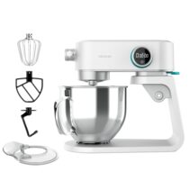 Cecotec Twist and Fusion 4000 Luxury Batidora Amasadora - 800W - Movimiento Planetario - Bol de Acero de 5.2L - 8 Velocidades - Multifuncion - Pantalla LED - Temporizador - Aluminio Fundido - Color Blanco