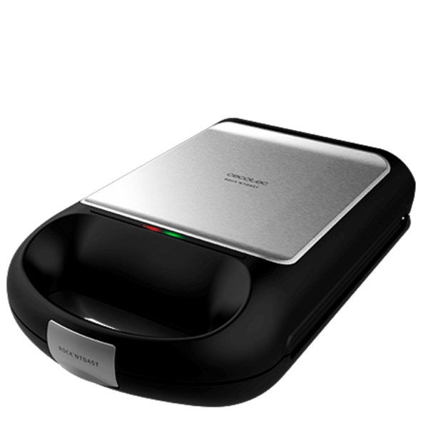Cecotec Rock'nToast Family Sandwichera Extragrande 3 en 1 - 1500W - Capacidad para 4 Sandwiches - 3 Placas Intercambiables - Antiadherente - Apertura 180° - Acero Inoxidable - Color Negro