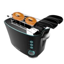 Cecotec Toast and Taste Double B Tostadora de Doble Ranura - 650W - Ranura Ancha - Pinzas para Tostadas - 7 Niveles - Funciones Descongelar y Recalentar - Bandeja Recogemigas Extraible - Color Negro